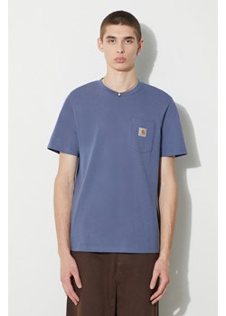Carhartt WIP t-shirt bawełniany S/S Pocket T-Shirt męski kolor niebieski gładki I030434.1XGXX ze sklepu PRM w kategorii T-shirty męskie - zdjęcie 166607611