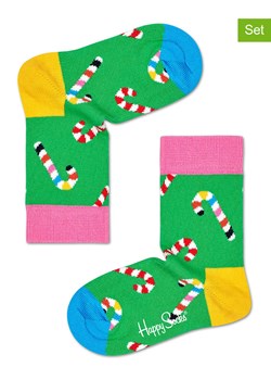 Happy Socks Skarpety (2 pary) w kolorze zielonym ze wzorem ze sklepu Limango Polska w kategorii Skarpetki dziecięce - zdjęcie 166609141