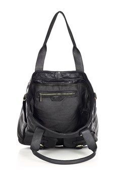 Torba skórzana shopper XL na ramię z dwoma kieszeniami MARCO MAZZINI czarna ze sklepu Verostilo w kategorii Torby Shopper bag - zdjęcie 166616192