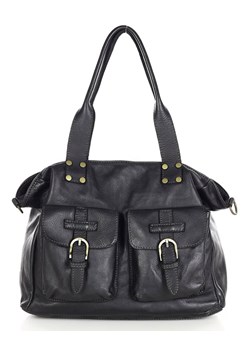 Torba skórzana shopper XL na ramię z dwoma kieszeniami MARCO MAZZINI czarna ze sklepu Verostilo w kategorii Torby Shopper bag - zdjęcie 166616200