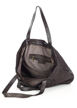 Torba damska pleciona shopper & shoulder leather bag - MARCO MAZZINI brąz caffe ze sklepu Verostilo w kategorii Torby Shopper bag - zdjęcie 166616250
