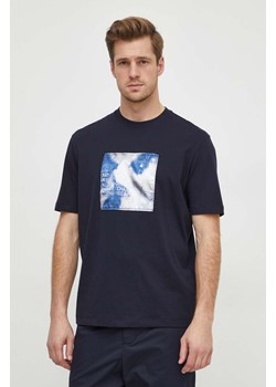 Armani Exchange t-shirt bawełniany męski kolor granatowy z aplikacją 3DZTLB ZJ9JZ ze sklepu ANSWEAR.com w kategorii T-shirty męskie - zdjęcie 166616542