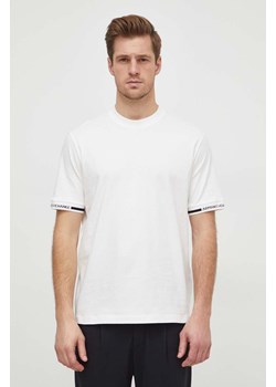 Armani Exchange t-shirt bawełniany męski kolor beżowy gładki 3DZTLR ZJLFZ ze sklepu ANSWEAR.com w kategorii T-shirty męskie - zdjęcie 166616591