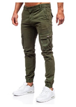 Khaki spodnie materiałowe joggery bojówki męskie Denley JM5502 ze sklepu Denley w kategorii Spodnie męskie - zdjęcie 166621382