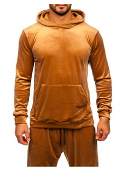 Camelowy welurowy dres męski z kapturem Bolf 0002A ze sklepu Denley w kategorii Dresy męskie - zdjęcie 166621384