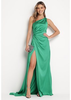 Zielona Asymetryczna Sukienka na Jedno Ramię z Kopertowym Dołem Emmellis ze sklepu Born2be Odzież w kategorii Sukienki - zdjęcie 166622202