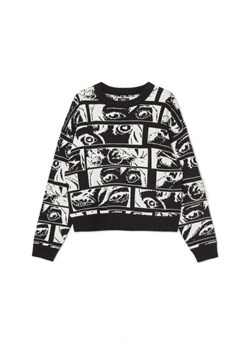 Cropp - Sweter z nadrukiem all over - czarny ze sklepu Cropp w kategorii Swetry damskie - zdjęcie 166622943