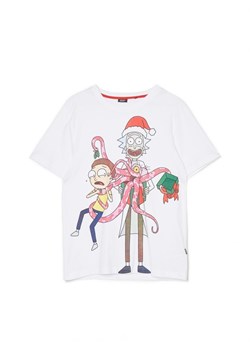 Cropp - Świąteczny t-shirt z Rickiem i Morty'm - biały ze sklepu Cropp w kategorii T-shirty męskie - zdjęcie 166624363