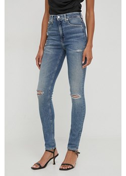 Calvin Klein Jeans jeansy damskie kolor niebieski ze sklepu ANSWEAR.com w kategorii Jeansy damskie - zdjęcie 166625240