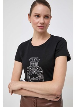 Liu Jo t-shirt bawełniany damski kolor czarny ze sklepu ANSWEAR.com w kategorii Bluzki damskie - zdjęcie 166625663