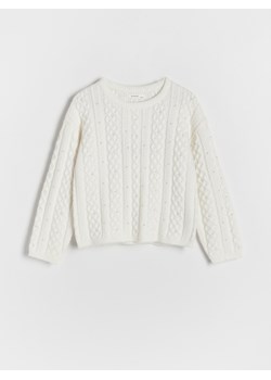 Reserved - Sweter z perełkami - złamana biel ze sklepu Reserved w kategorii Swetry dziewczęce - zdjęcie 166628060