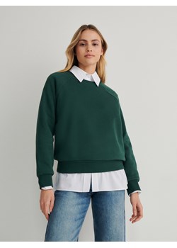Reserved - Bawełniana bluza - ciemnozielony ze sklepu Reserved w kategorii Bluzy damskie - zdjęcie 166638623