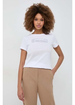 Armani Exchange t-shirt bawełniany damski kolor biały 3DYT01 YJ3RZ ze sklepu ANSWEAR.com w kategorii Bluzki damskie - zdjęcie 166644373