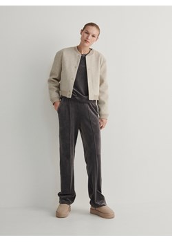 Reserved - Welurowe spodnie - ciemnoszary ze sklepu Reserved w kategorii Spodnie damskie - zdjęcie 166650424