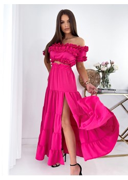 dwuczęściowy komplet letni sukienka hiszpanka flamenco - spódnica maxi + top by mielczarkowski polski produkt -  fuksja ze sklepu STYLOWO w kategorii Komplety i garnitury damskie - zdjęcie 166654833