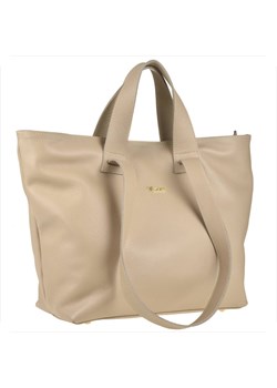 Vezze torba skórzana shopper bag beżowa złote okucia na ramię i ze sklepu melon.pl w kategorii Torby Shopper bag - zdjęcie 166659071