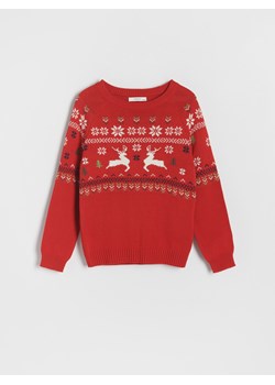 Reserved - Sweter ze świątecznym motywem - czerwony ze sklepu Reserved w kategorii Swetry chłopięce - zdjęcie 166660330