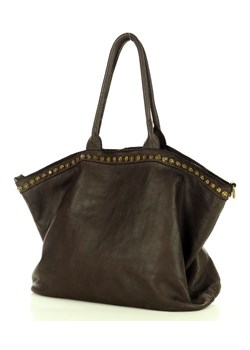 Duża torebka skórzana oversize style shopper bag - MARCO MAZZINI ciemny brąz caffe ze sklepu Verostilo w kategorii Torby Shopper bag - zdjęcie 166662770
