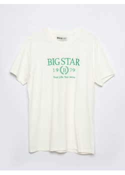 Koszulka męska z krótkim rękawem z haftem biała Flavian 100 ze sklepu Big Star w kategorii T-shirty męskie - zdjęcie 166679552