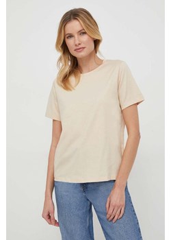 Calvin Klein t-shirt bawełniany damski kolor beżowy ze sklepu ANSWEAR.com w kategorii Bluzki damskie - zdjęcie 166682434