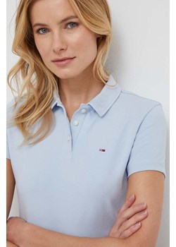 Tommy Jeans polo damski kolor niebieski DW0DW17220 ze sklepu ANSWEAR.com w kategorii Bluzki damskie - zdjęcie 166682500