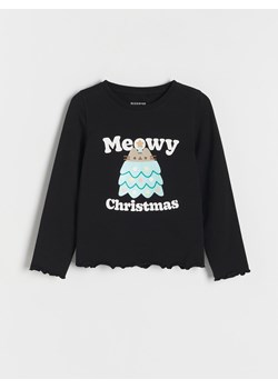 Reserved - Świąteczna koszulka Pusheen - czarny ze sklepu Reserved w kategorii Bluzki dziewczęce - zdjęcie 166684242