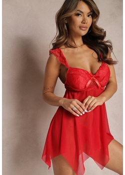 Czerwona Siateczkowa Koszula Nocna na Ramiączkach ze Stringami Loriani ze sklepu Renee odzież w kategorii Koszule nocne - zdjęcie 166684721