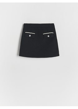 Reserved - Tweedowa spódnica z aplikacją - czarny ze sklepu Reserved w kategorii Spódnice dziewczęce - zdjęcie 166685404