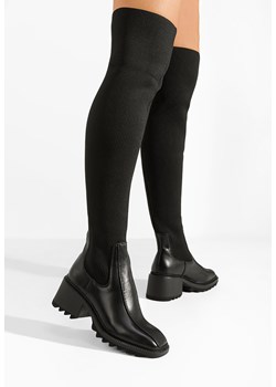 Czarne kozaki za kolano na słupku Tanilia ze sklepu Zapatos w kategorii Kozaki damskie - zdjęcie 166689391