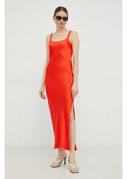 Samsoe Samsoe sukienka kolor pomarańczowy maxi prosta ze sklepu PRM w kategorii Sukienki - zdjęcie 166690160