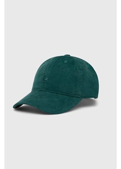Carhartt WIP czapka z daszkiem sztruksowa Harlem Cap kolor zielony gładka I028955.1XHXX ze sklepu PRM w kategorii Czapki z daszkiem męskie - zdjęcie 166690172