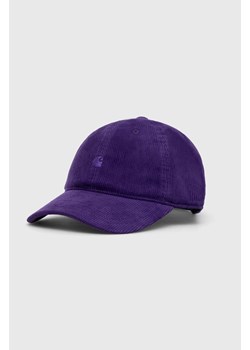 Carhartt WIP czapka z daszkiem sztruksowa Harlem Cap kolor fioletowy gładka I028955.1Y5XX ze sklepu PRM w kategorii Czapki z daszkiem męskie - zdjęcie 166690174
