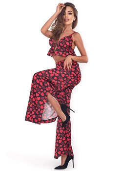 Morgan komplet top z długimi spodniami we wzór w serduszka, Kolor czarno-czerwony, Rozmiar L/XL, Anais ze sklepu Primodo w kategorii Piżamy damskie - zdjęcie 166694774