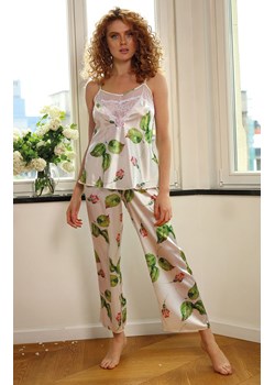 Flowers piżama satynowa DK-KC 007, Kolor ecru-zielony, Rozmiar S, DKaren ze sklepu Primodo w kategorii Piżamy damskie - zdjęcie 166695202