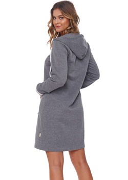 Doctor Nap Szary szlafrok w sportowym stylu z ozdobnymi ściągaczami SMZ.4508.DARK_GREY, Kolor szary, Rozmiar S, Doctor Nap ze sklepu Primodo w kategorii Szlafroki damskie - zdjęcie 166695570