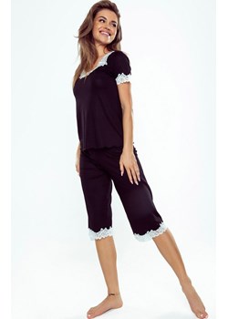 Wiskozowa piżama z krótkim rękawkiem i spodniami 3/4 Aster, Kolor czarno-ecru, Rozmiar S, Eldar ze sklepu Primodo w kategorii Piżamy damskie - zdjęcie 166695754