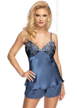 Elodie komplet piżama satynowa w kolorze niebieskim, Kolor niebieski, Rozmiar S, Irall ze sklepu Primodo w kategorii Piżamy damskie - zdjęcie 166696012