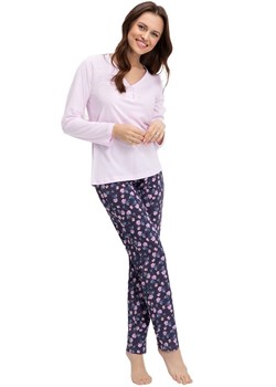 Luna bawełniana piżama damska wrzosowa w kwiaty 661, Kolor wrzosowy-wzór, Rozmiar 2XL, Luna ze sklepu Primodo w kategorii Piżamy damskie - zdjęcie 166697320