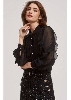Koszula damska z falbanami na rękawach czarna Z-KO-4228, Kolor czarny, Rozmiar XS, Moodo ze sklepu Primodo w kategorii Koszule damskie - zdjęcie 166697480