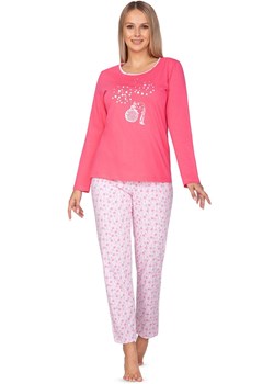 Piżama damska różowa na długi rękaw i z długą nogawką 636, Kolor różowy-wzór, Rozmiar XL, Regina ze sklepu Primodo w kategorii Piżamy damskie - zdjęcie 166697623