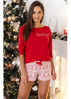 Piżama świąteczna czerwona z krótkimi spodenkami Wish, Kolor czerwony, Rozmiar XL, SENSIS ze sklepu Primodo w kategorii Piżamy damskie - zdjęcie 166697754