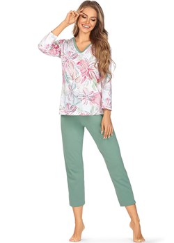 Gala zielona wzorzysta piżama z rękawami 7/8 i nogawkami 7/8, Kolor zielony-wzór, Rozmiar S, Wies-MANN ze sklepu Primodo w kategorii Piżamy damskie - zdjęcie 166698341
