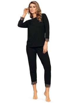 Bawełniana czarna piżama Justine z rękawami 3/4 i długimi nogawkami, Kolor czarny, Rozmiar S, Wies-MANN ze sklepu Primodo w kategorii Piżamy damskie - zdjęcie 166698352