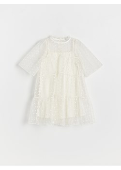 Reserved - Sukienka z siateczką - złamana biel ze sklepu Reserved w kategorii Sukienki dziewczęce - zdjęcie 166760061
