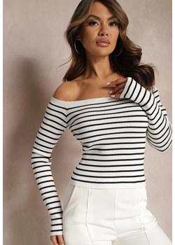 Biało-Czarna Dzianinowa Bluzka Hiszpanka w Paski Vende ze sklepu Renee odzież w kategorii Bluzki damskie - zdjęcie 166769162