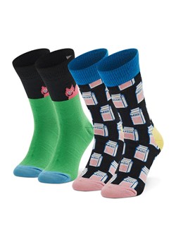 Zestaw 2 par wysokich skarpet dziecięcych Happy Socks KCAT02-9300 Kolorowy ze sklepu eobuwie.pl w kategorii Skarpetki dziecięce - zdjęcie 166787550