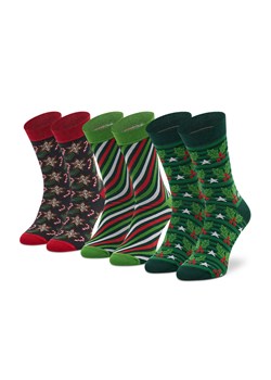 Zestaw 3 par wysokich skarpet unisex Rainbow Socks Xmas Socks Box Stripes Pak 3 Zielony ze sklepu eobuwie.pl w kategorii Skarpetki męskie - zdjęcie 166793111