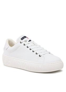 Sneakersy Tommy Jeans Canvas Outsole EM0EM01160 White YBR ze sklepu eobuwie.pl w kategorii Trampki męskie - zdjęcie 166811814