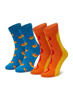 Zestaw 2 par wysokich skarpet unisex Happy Socks KHDO02-6700 Niebieski ze sklepu eobuwie.pl w kategorii Skarpetki dziecięce - zdjęcie 166815291