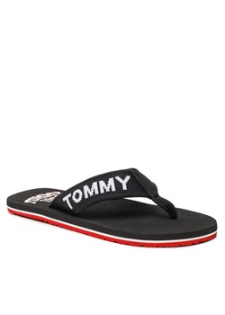 Japonki Tommy Jeans Flip Flop Logo Tape EM0EM01147 Czarny ze sklepu eobuwie.pl w kategorii Klapki męskie - zdjęcie 166816721